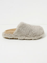 Light Grey Borg House Shoes