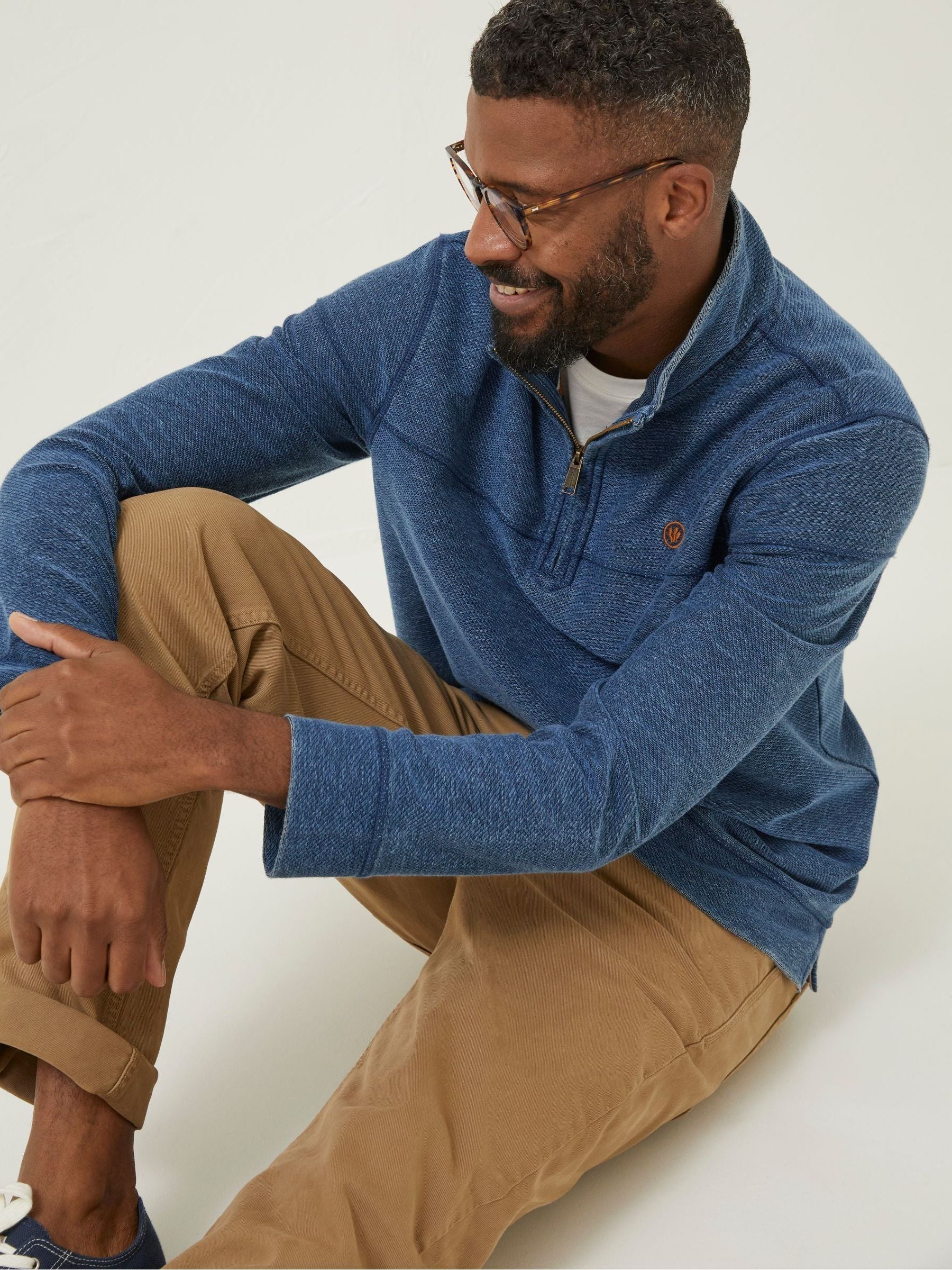 Blue Half Neck Sweatshirt