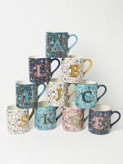 Multicolour Alphabet Floral Mug