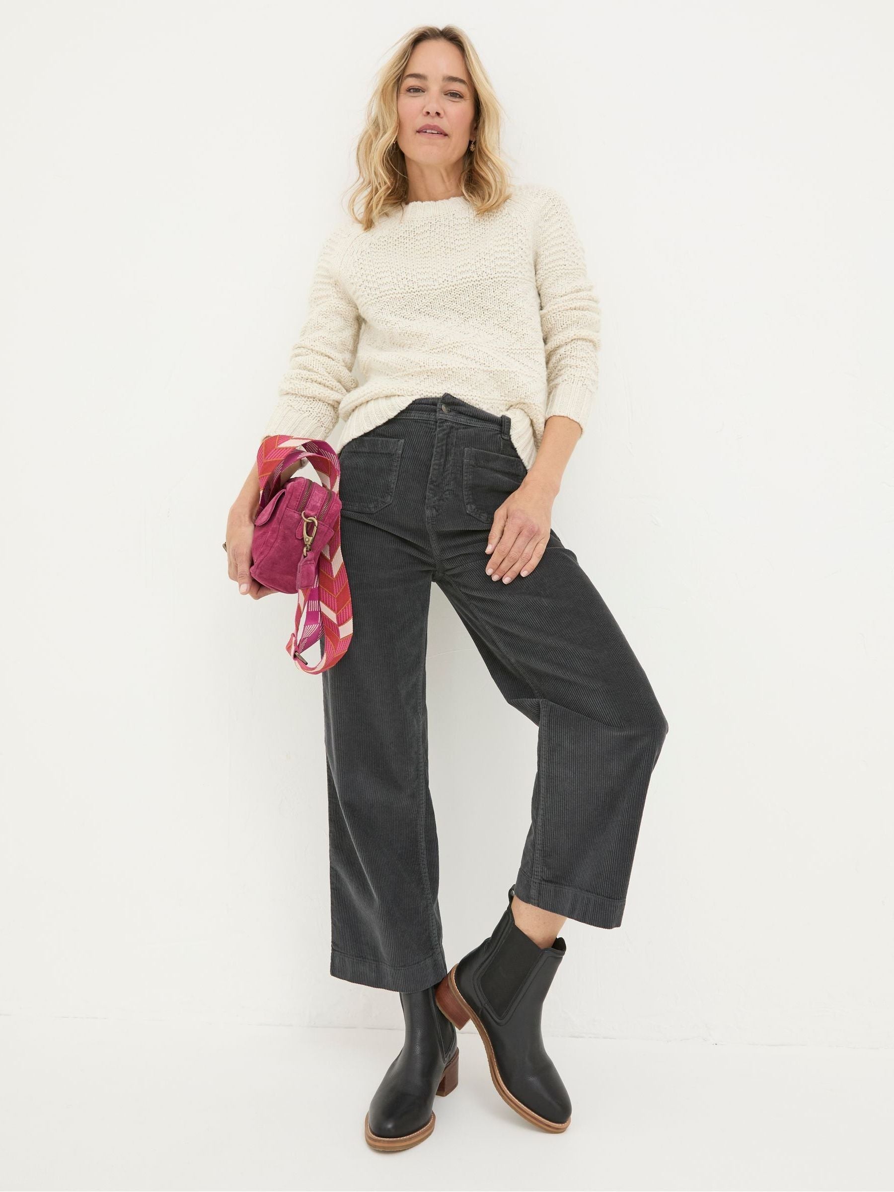 Keswick Charcoal Grey Wide Leg Crop Jeans
