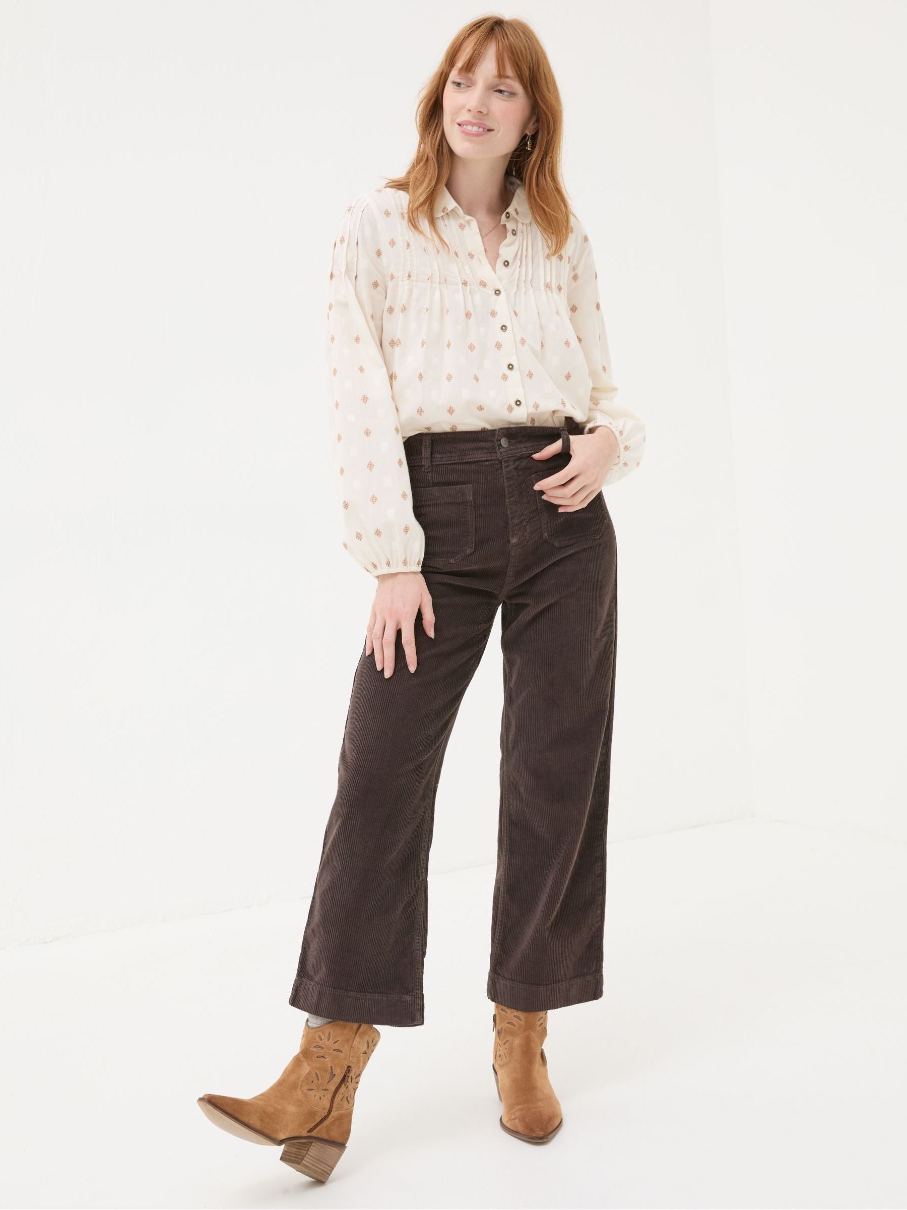 Keswick Brown Wide Leg Crop Jeans