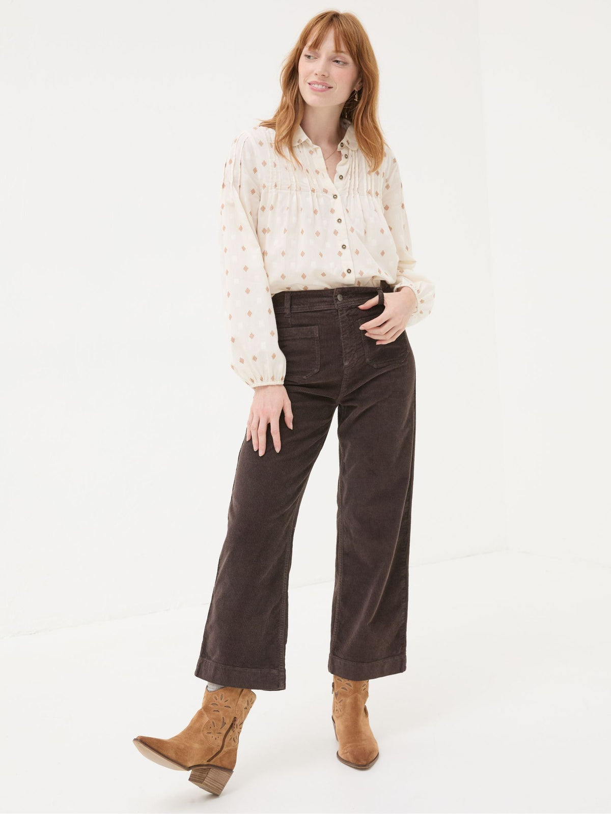 Keswick Brown Wide Leg Crop Jeans