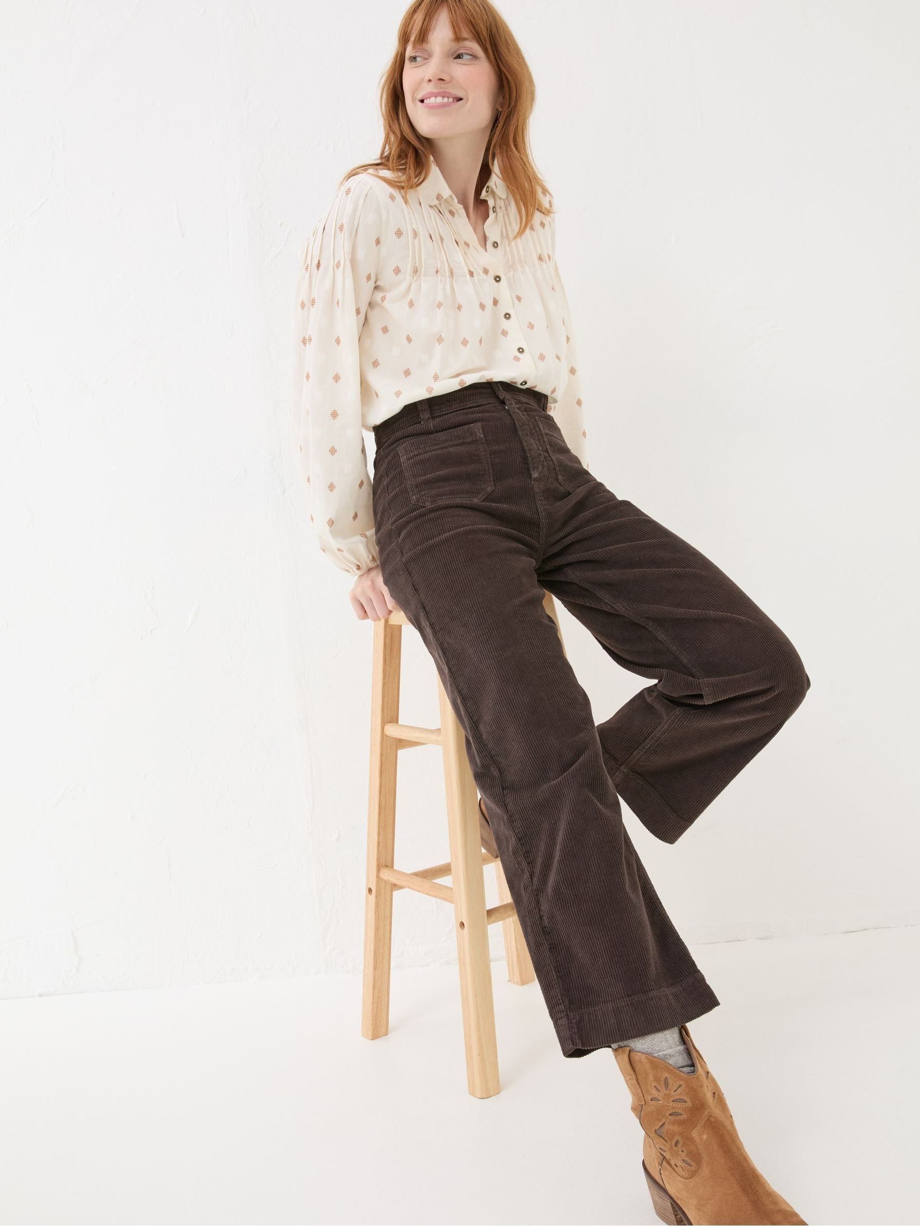 Keswick Brown Wide Leg Crop Jeans