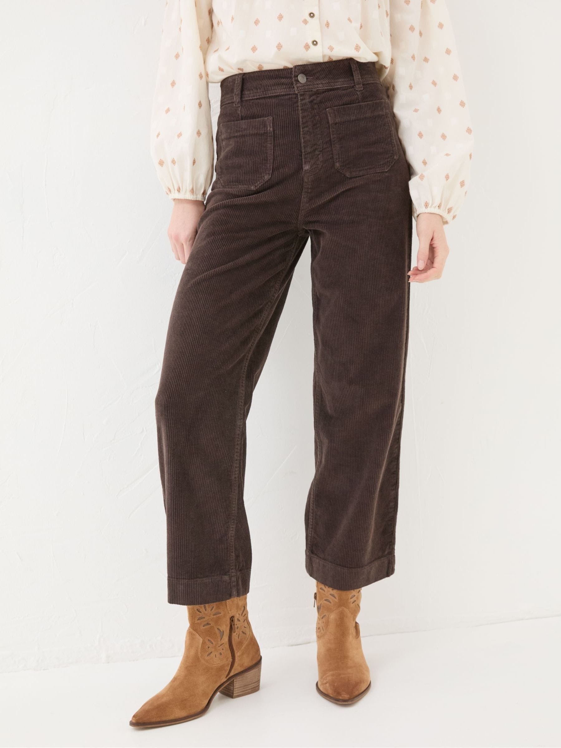 Keswick Brown Wide Leg Crop Jeans