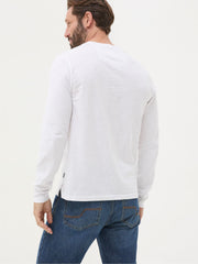 Woodside White Long Sleeve Henley T Shirt