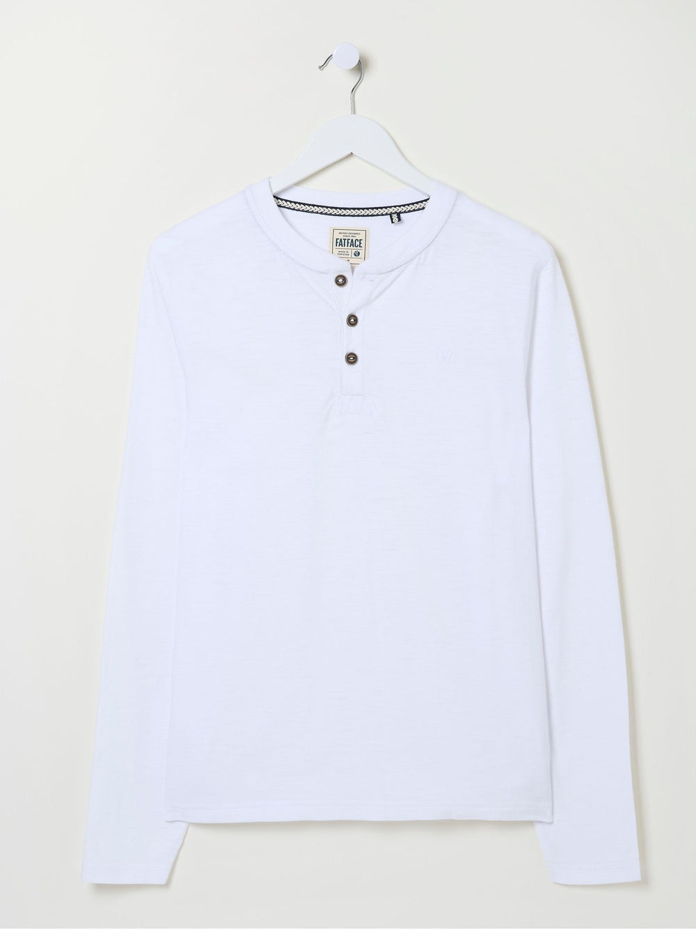 Woodside White Long Sleeve Henley T Shirt