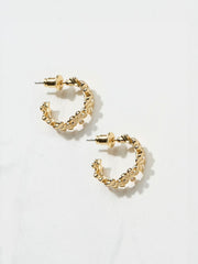 Daisy Gold Tone Hoops Earrings