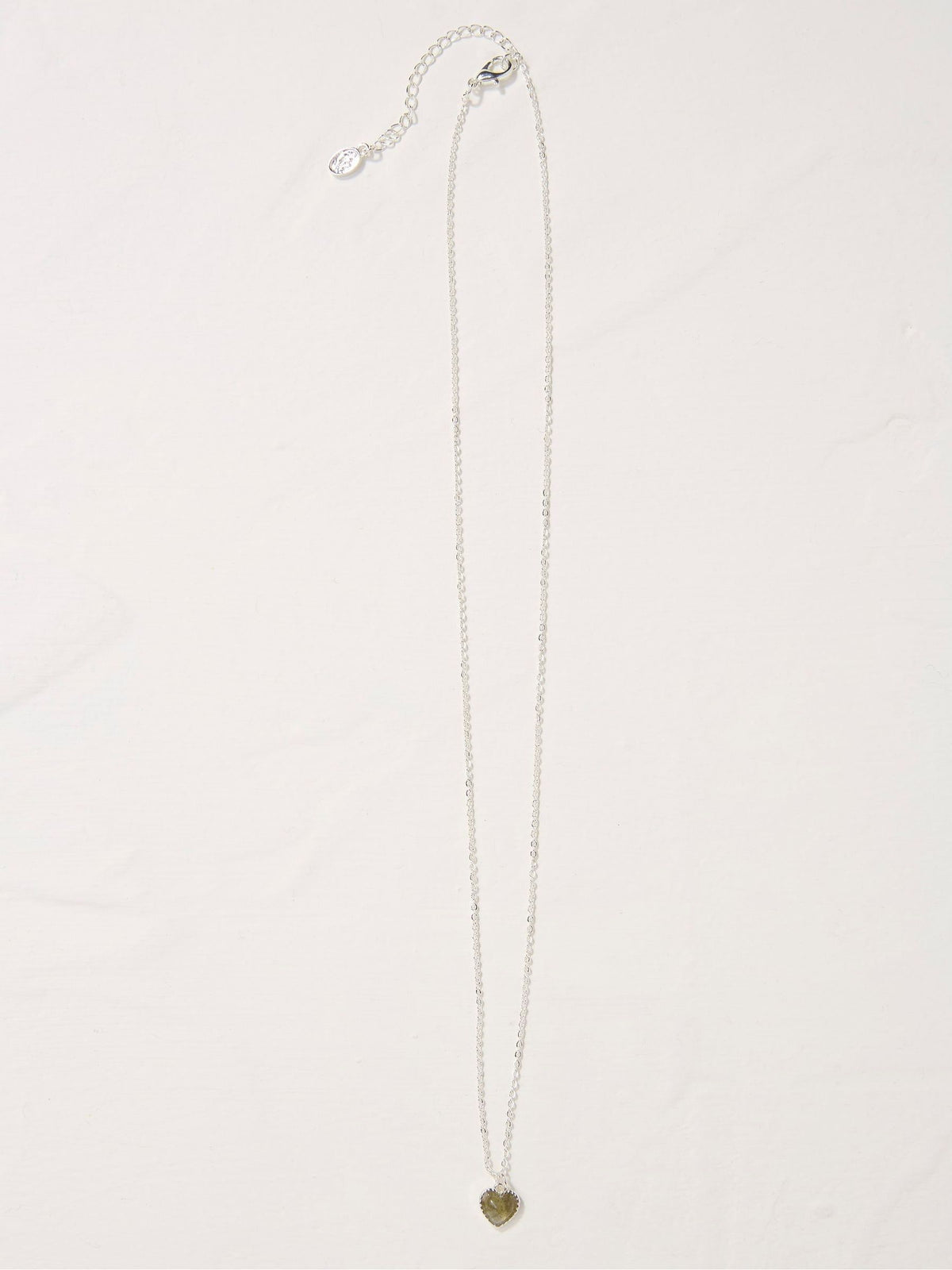 Silver Tone Heart Stone Necklace