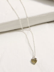 Silver Tone Heart Stone Necklace