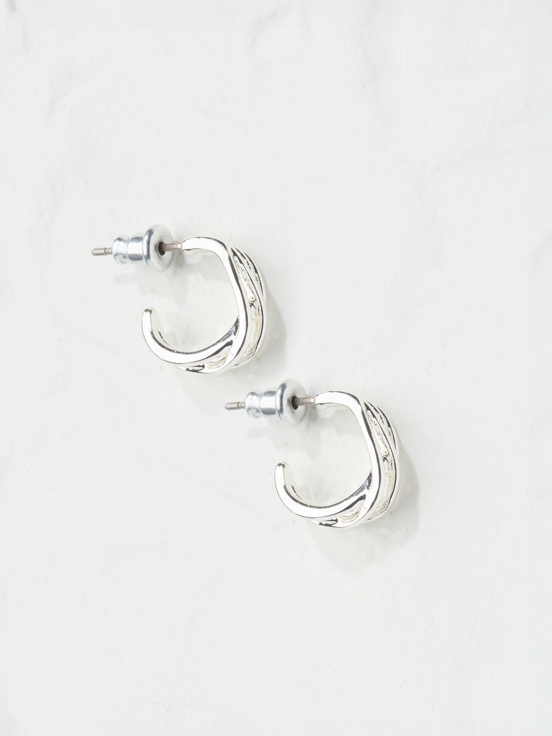 Silver Tone Mutli Strand Hoop Earrings