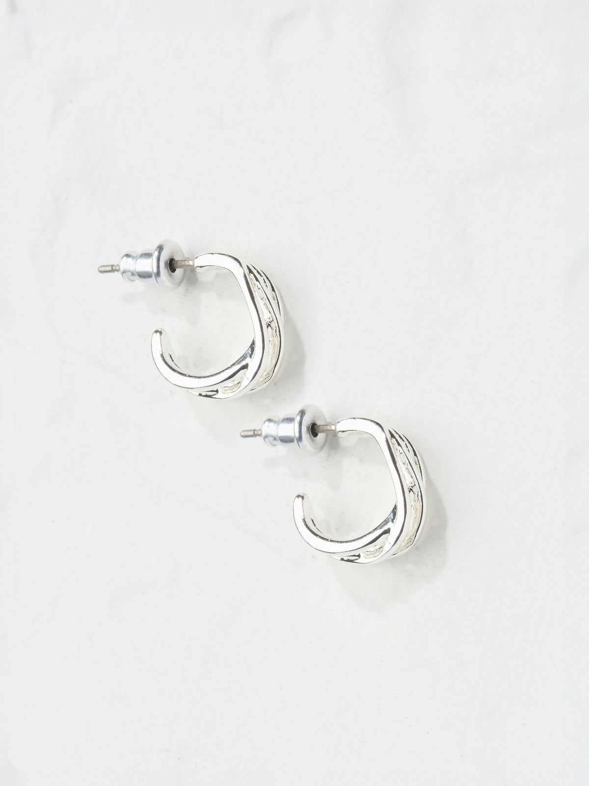 Silver Tone Mutli Strand Hoop Earrings