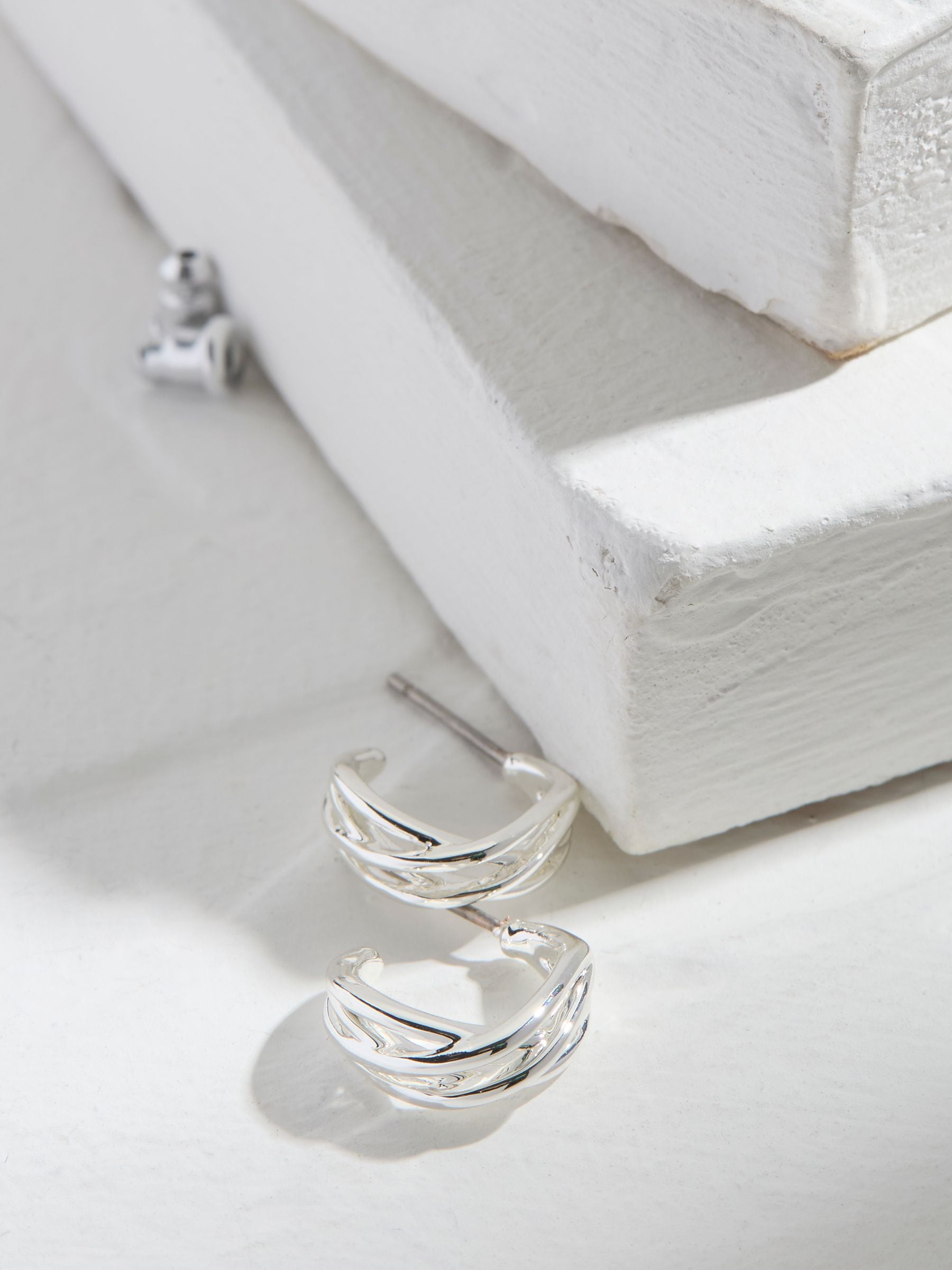 Silver Tone Mutli Strand Hoop Earrings