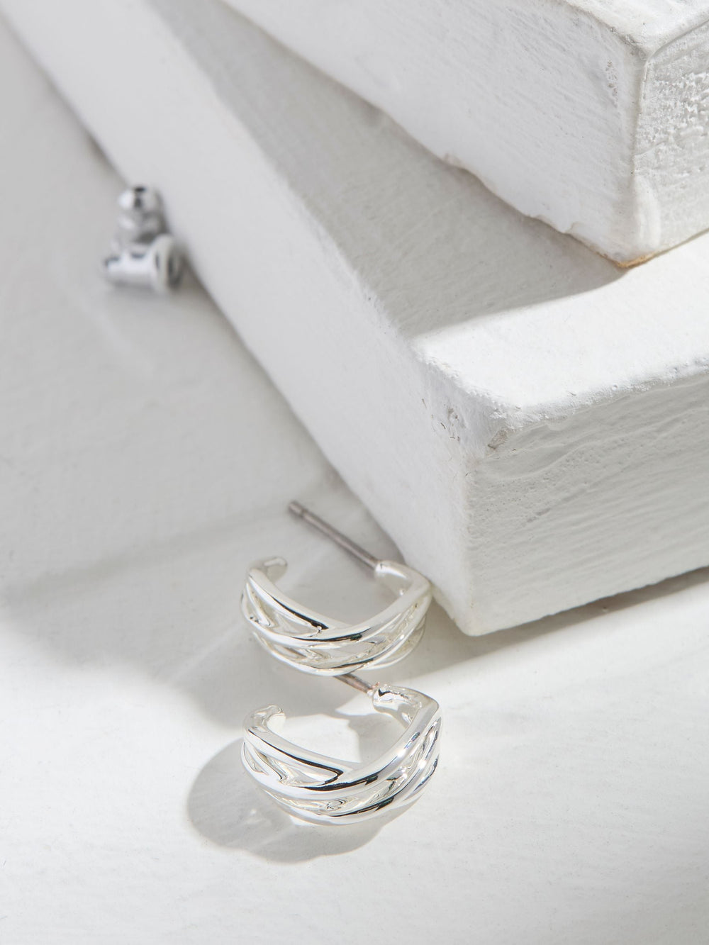 Silver Tone Mutli Strand Hoop Earrings