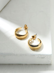 Gold Tone Textured Hoops Earrings