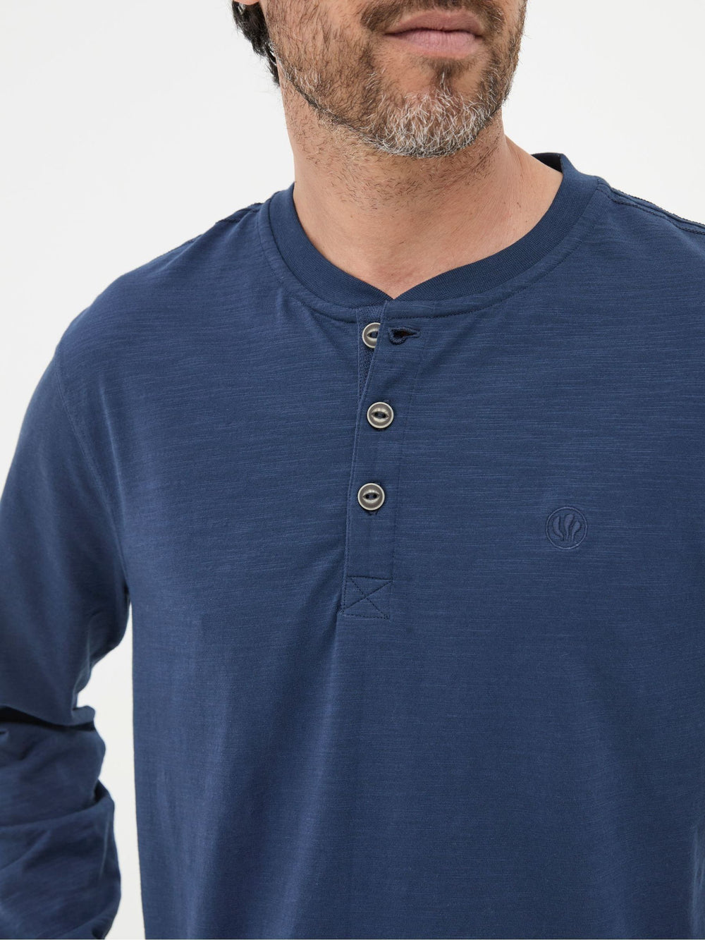 Woodside Navy Blue Long Sleeve Henley T Shirt