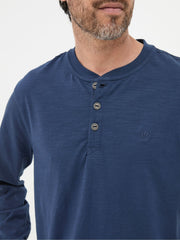 Woodside Navy Blue Long Sleeve Henley T Shirt