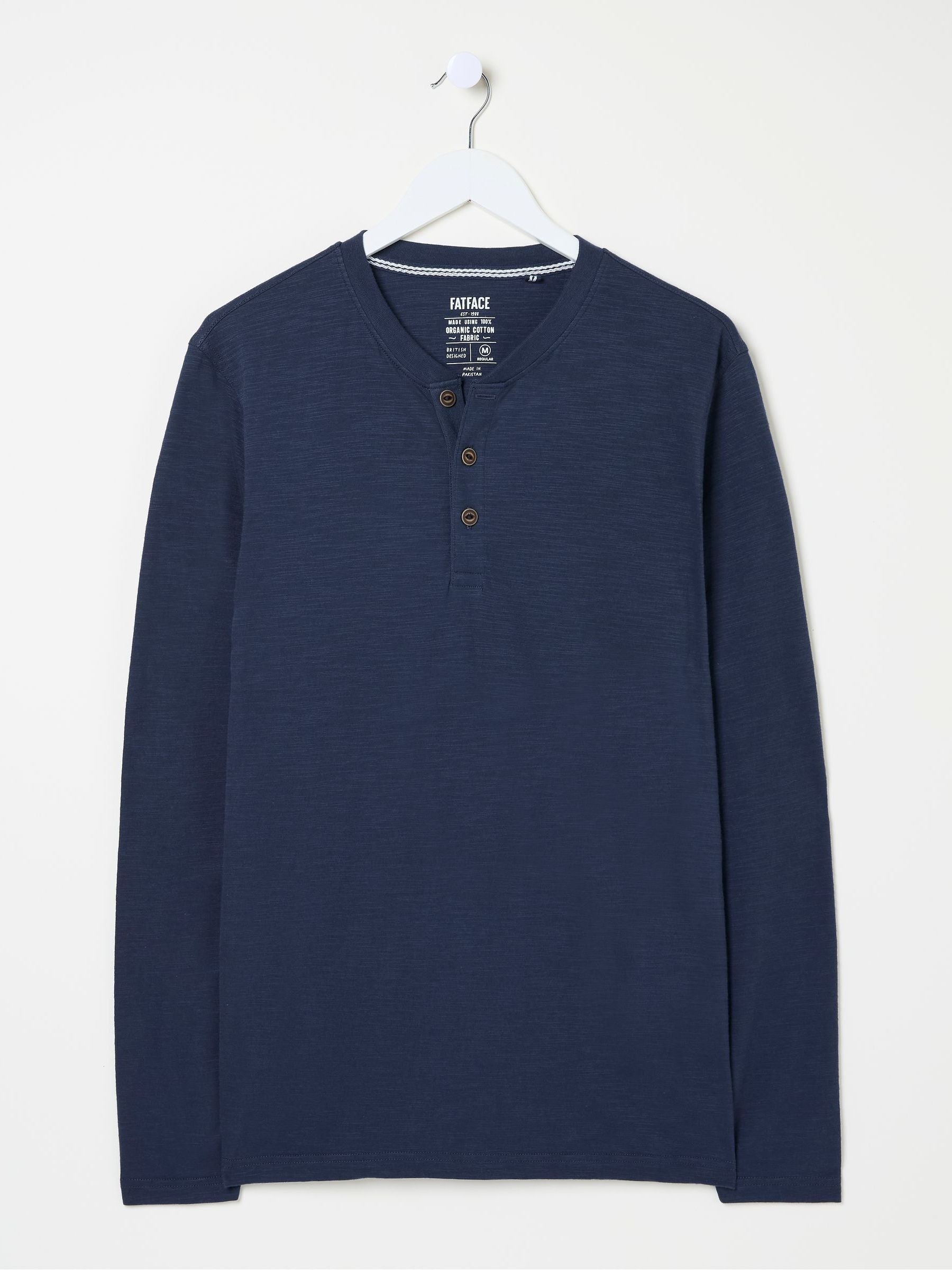Woodside Navy Blue Long Sleeve Henley T Shirt