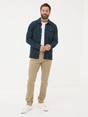 Navy Blue Long Sleeve Pique Shirt
