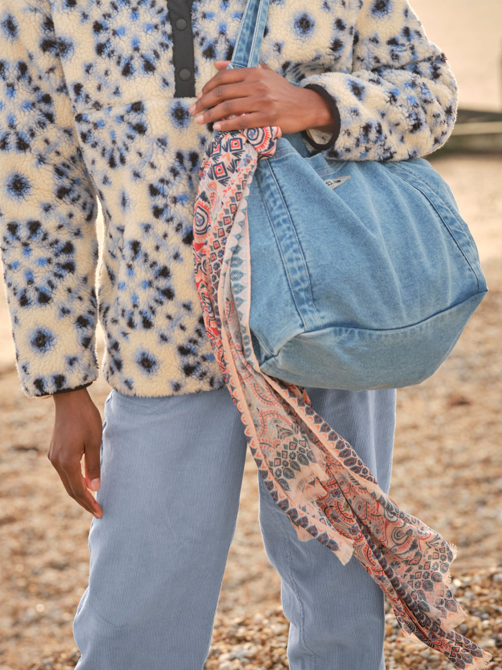 Astrid Blue Pocket 100% Cotton Tote Bag