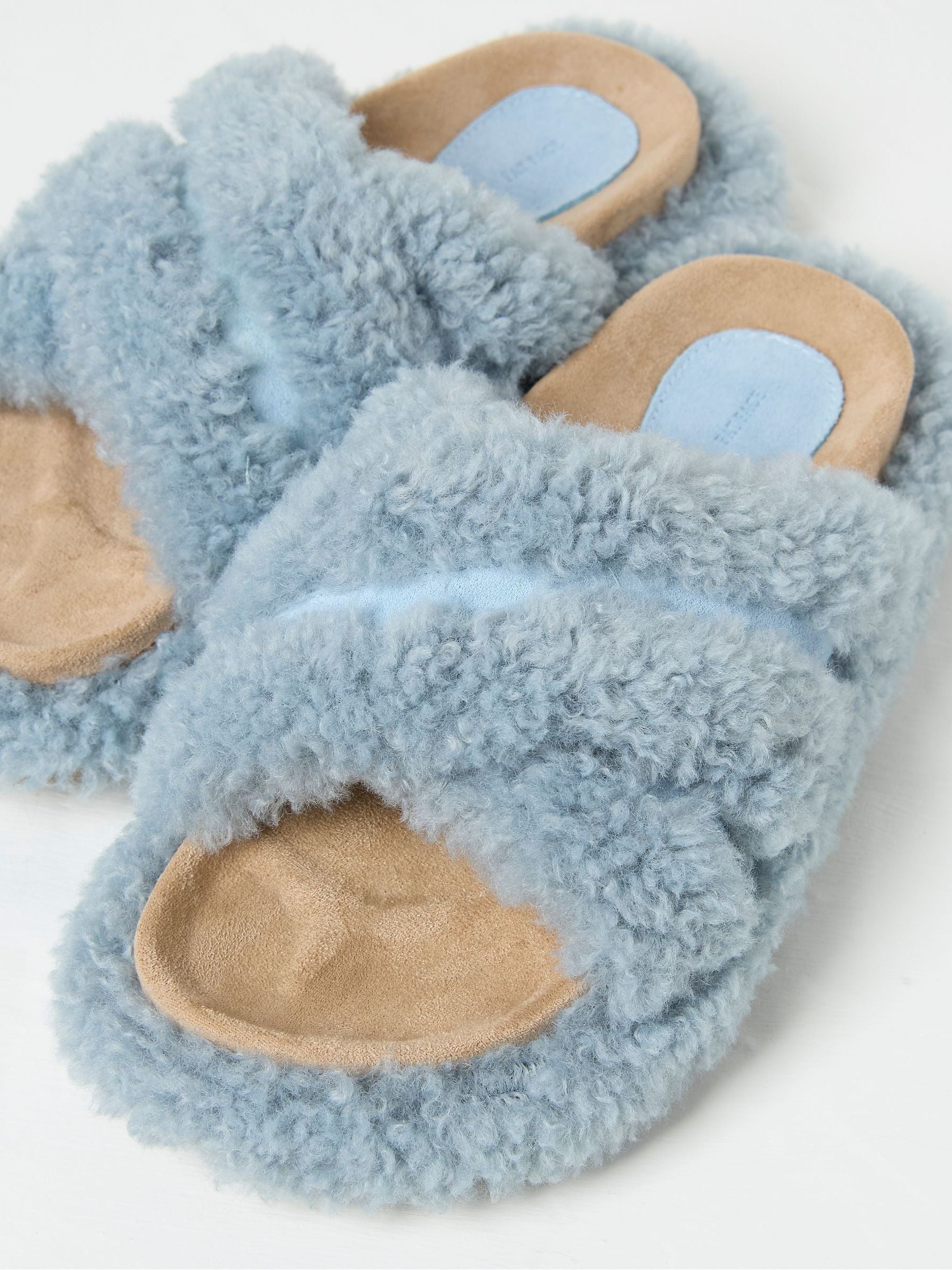 Borg Blue Crossover Slippers
