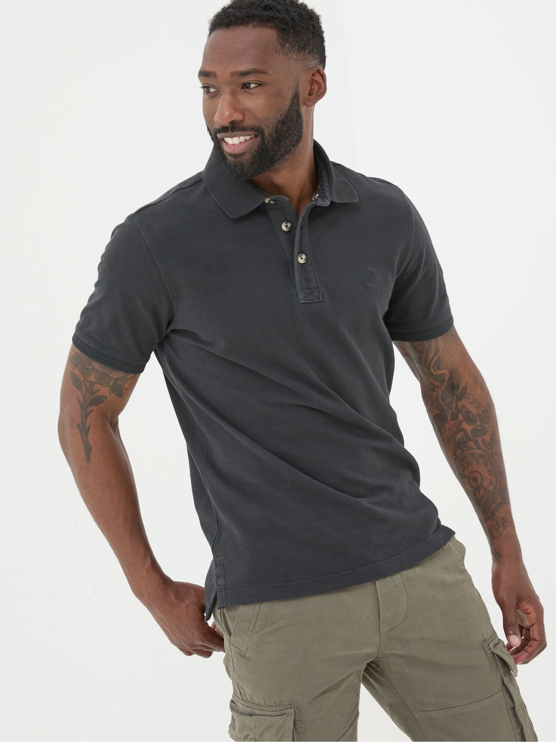 Black Pique Polo
