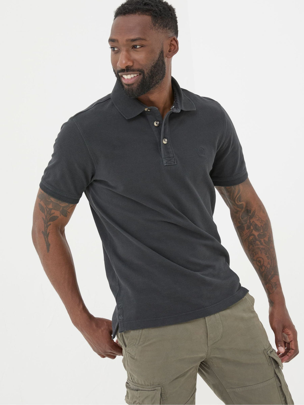 Black Pique Polo