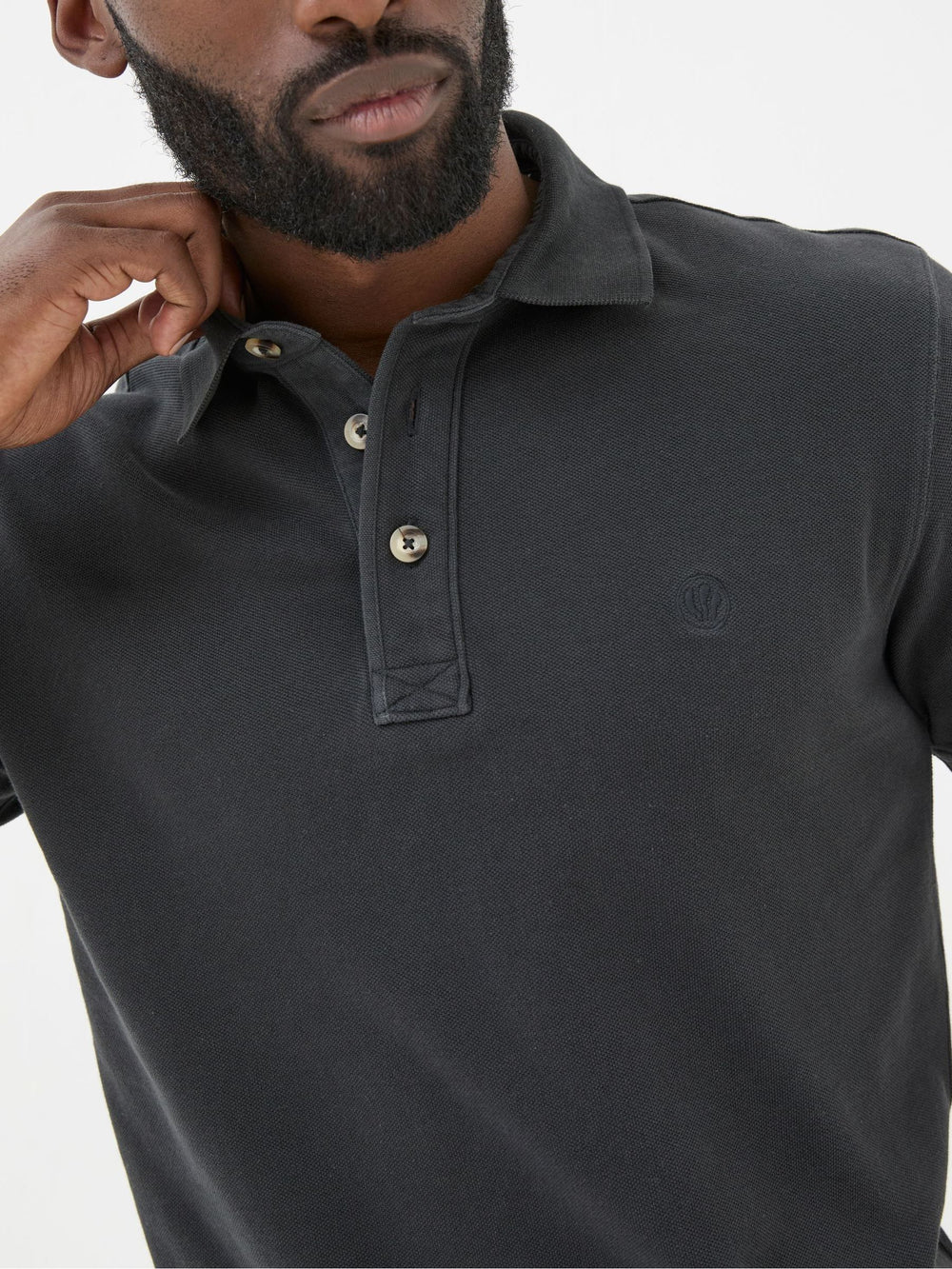Black Pique Polo