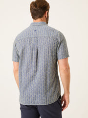 Blue Short Sleeve Deco Print Shirt