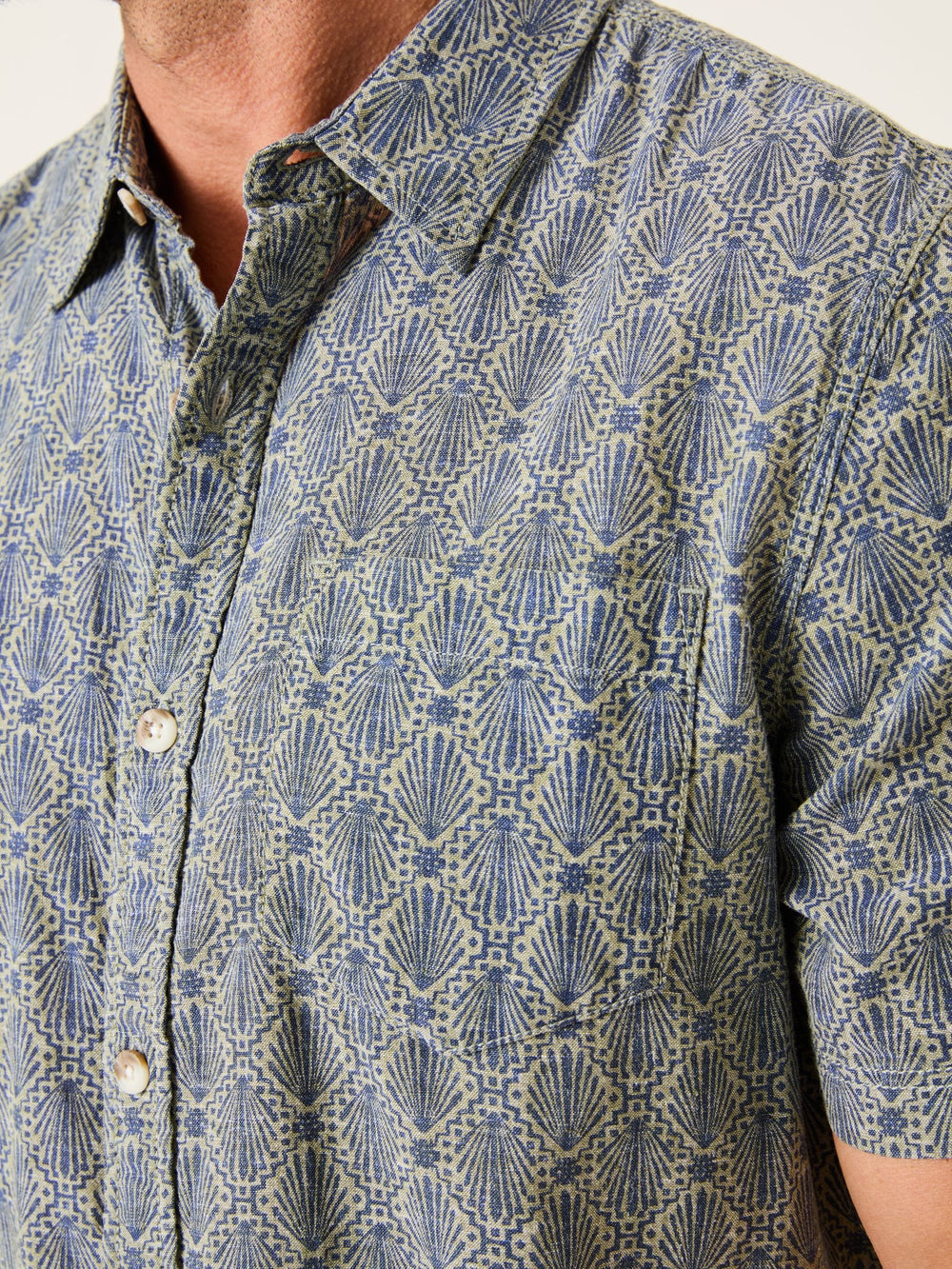 Blue Short Sleeve Deco Print Shirt