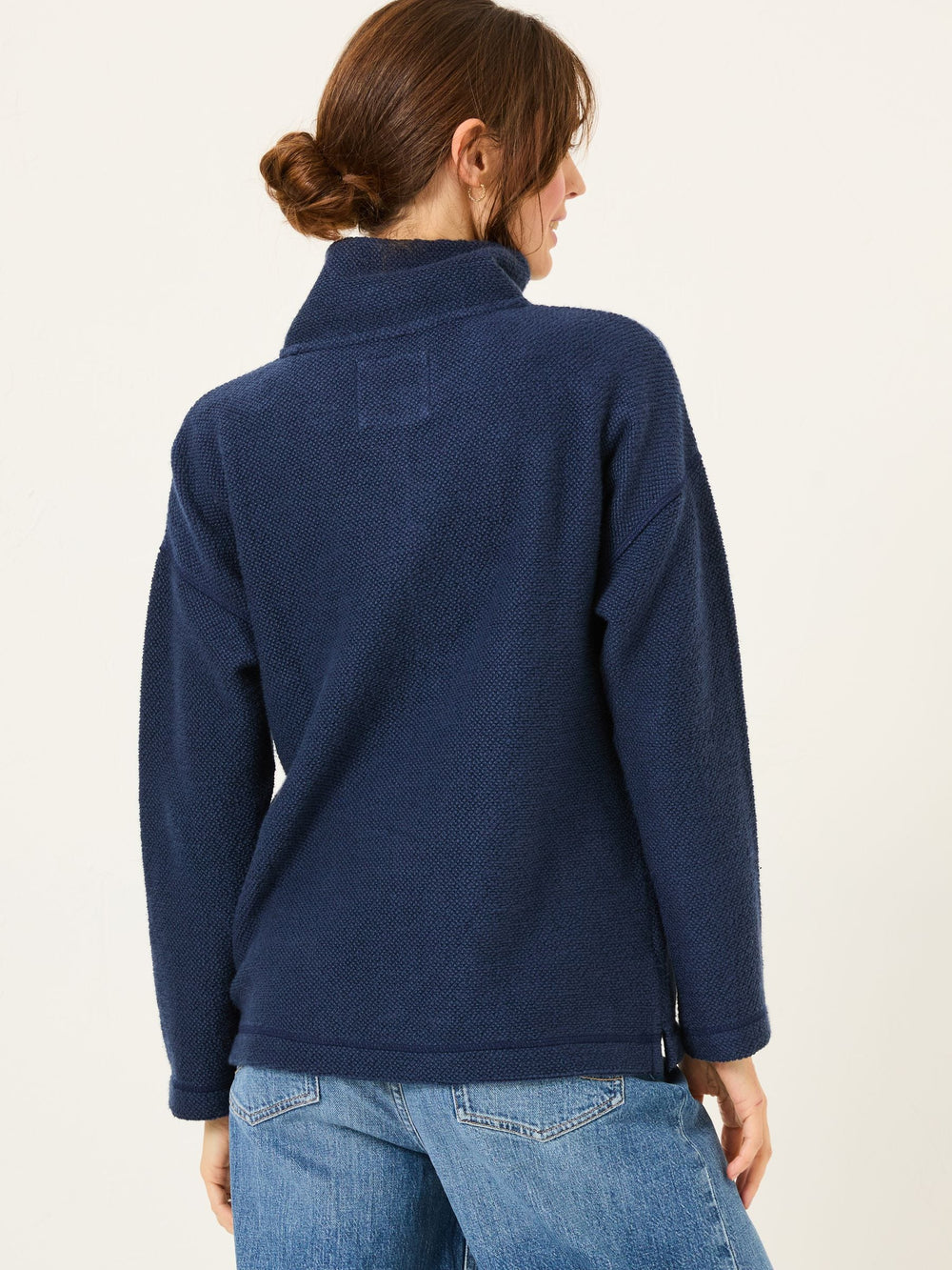 Navy Thea Half Neck Sweatshirt