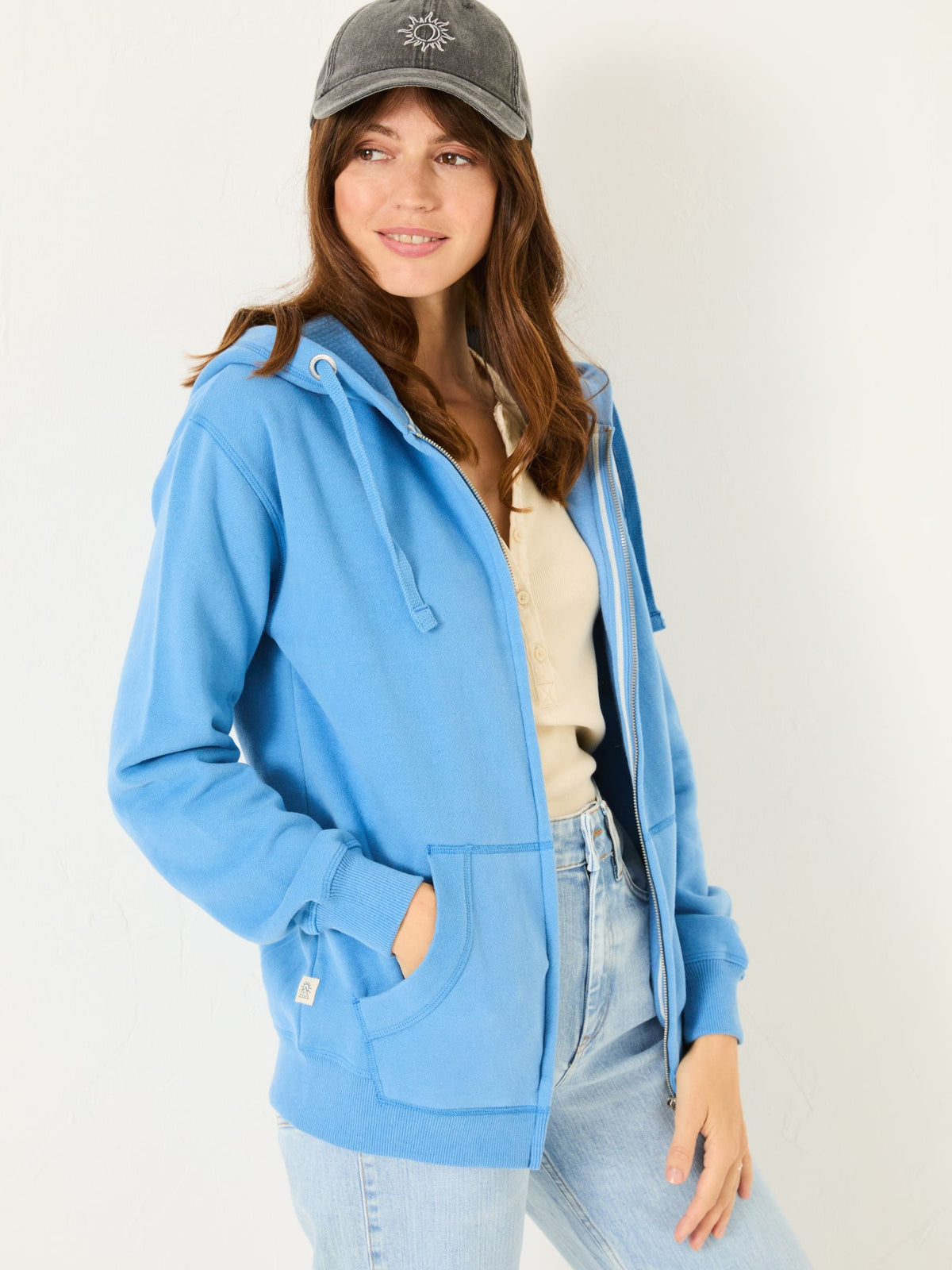 Amy Bright Blue Zip Through Hoodie
