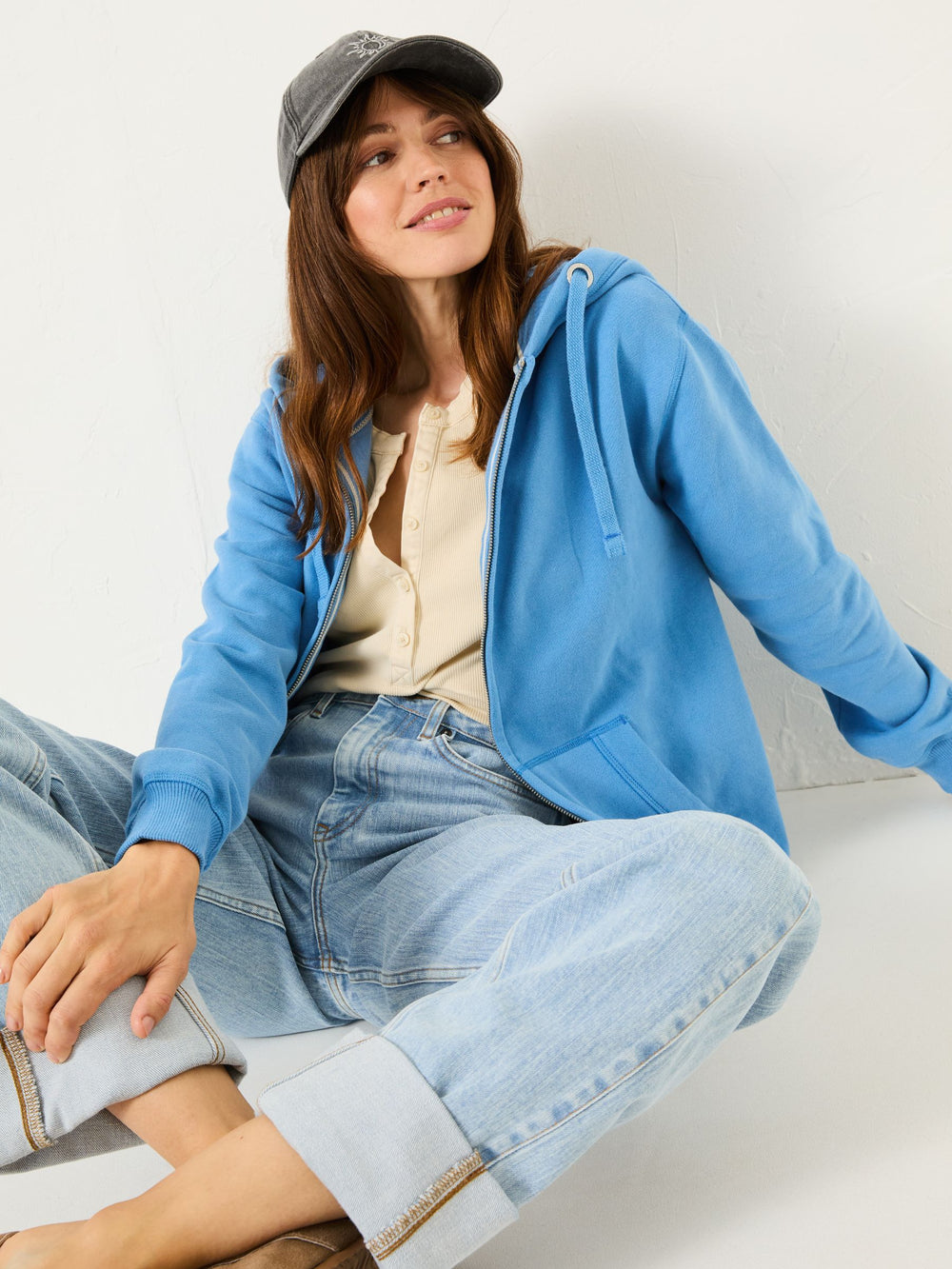 Amy Bright Blue Zip Through Hoodie