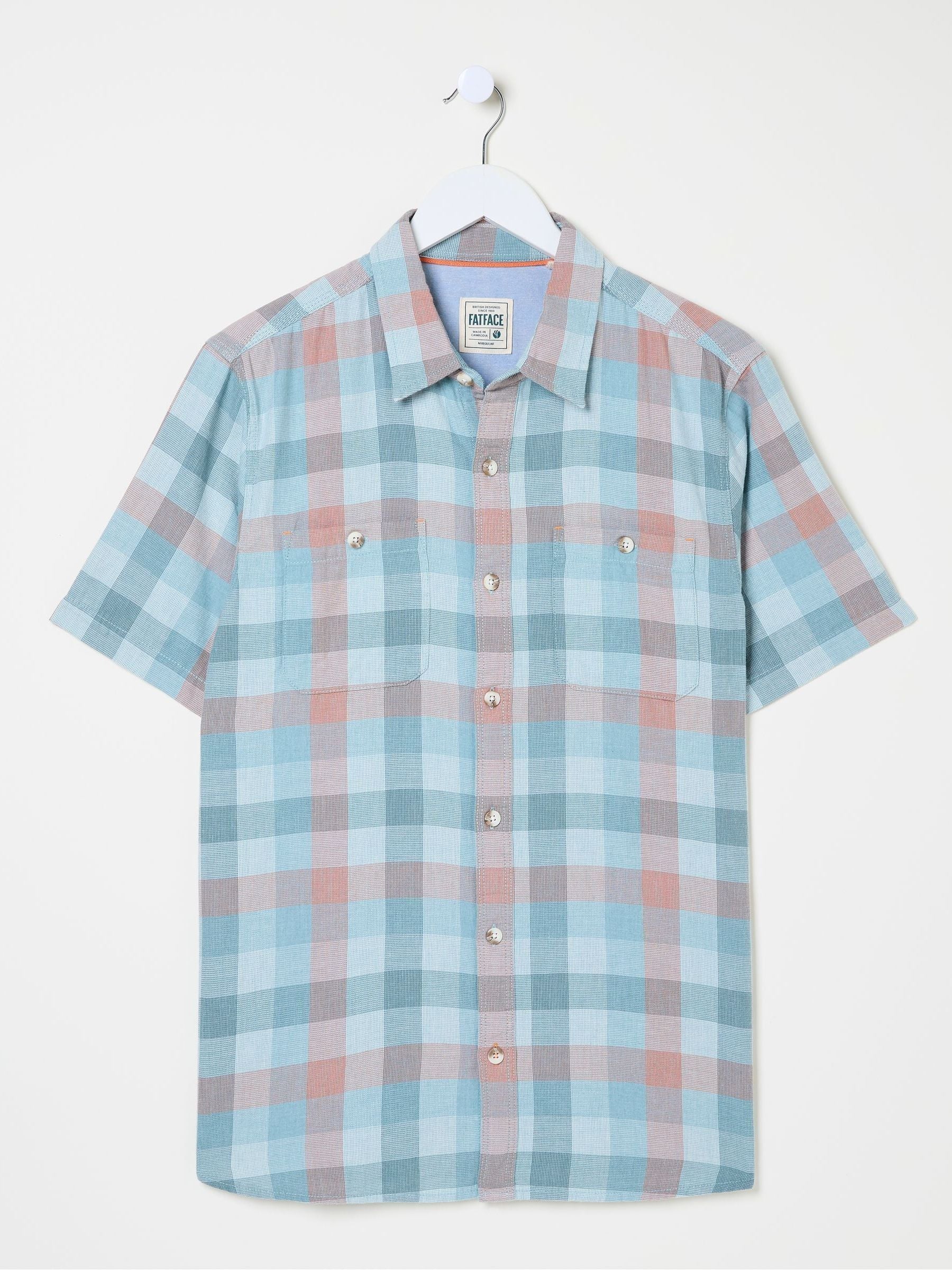 Pale Blue Short Sleeve Port Check Shirt