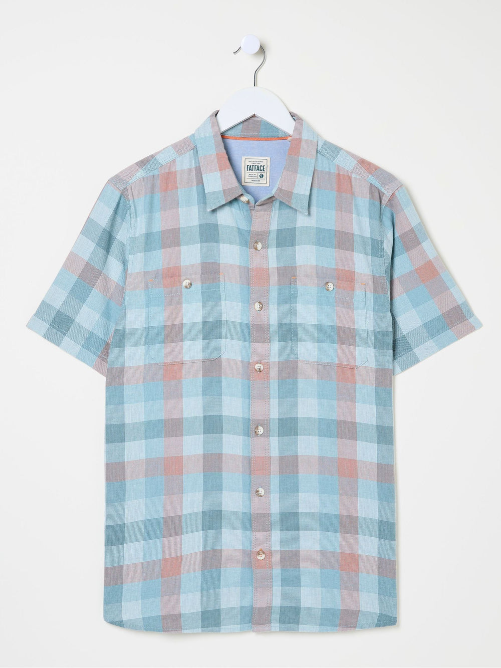 Pale Blue Short Sleeve Port Check Shirt