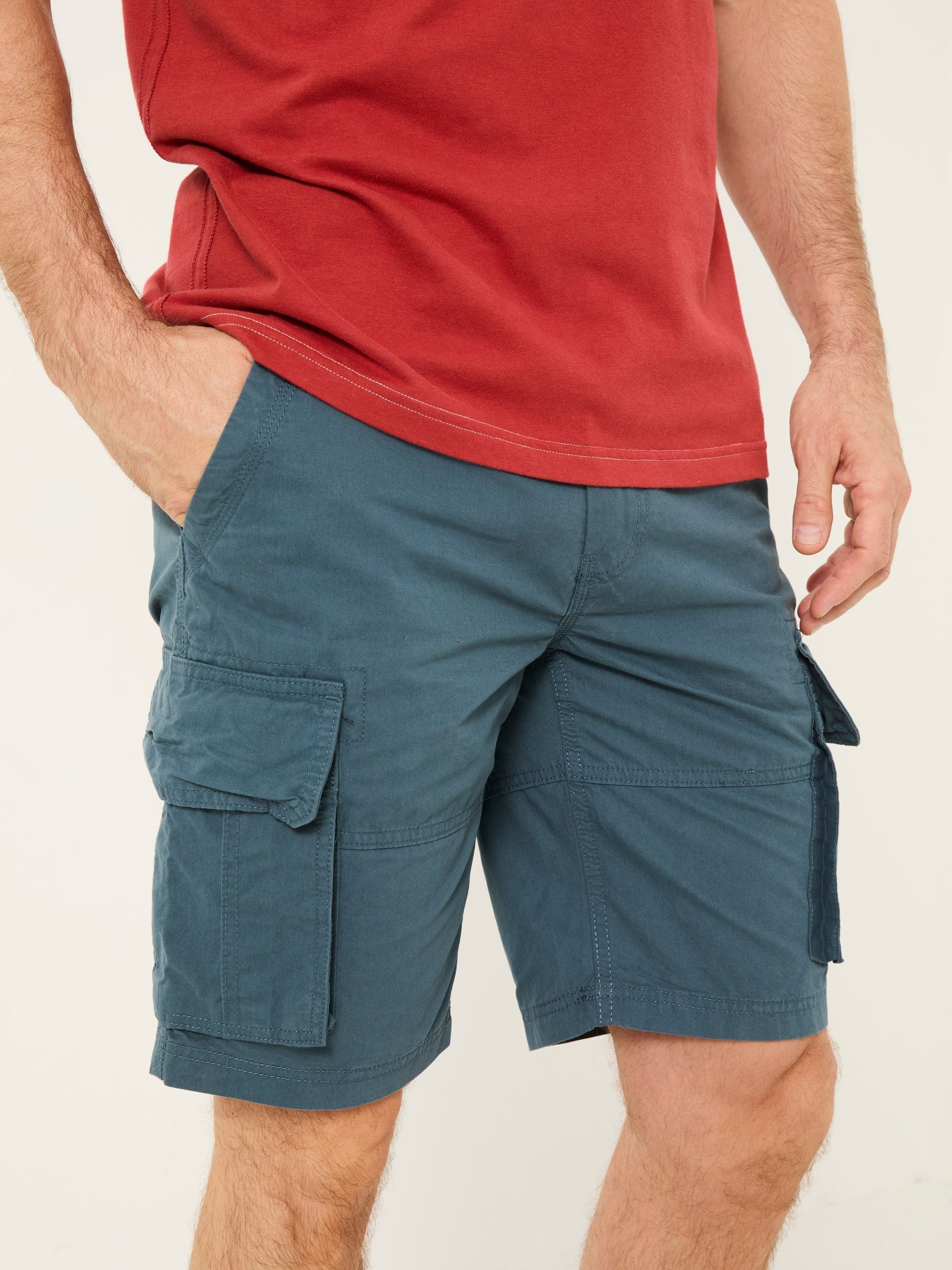 Bude Dark Teal Blue Cargo Shorts