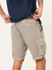 Grey Cotton Linen Cargo Shorts