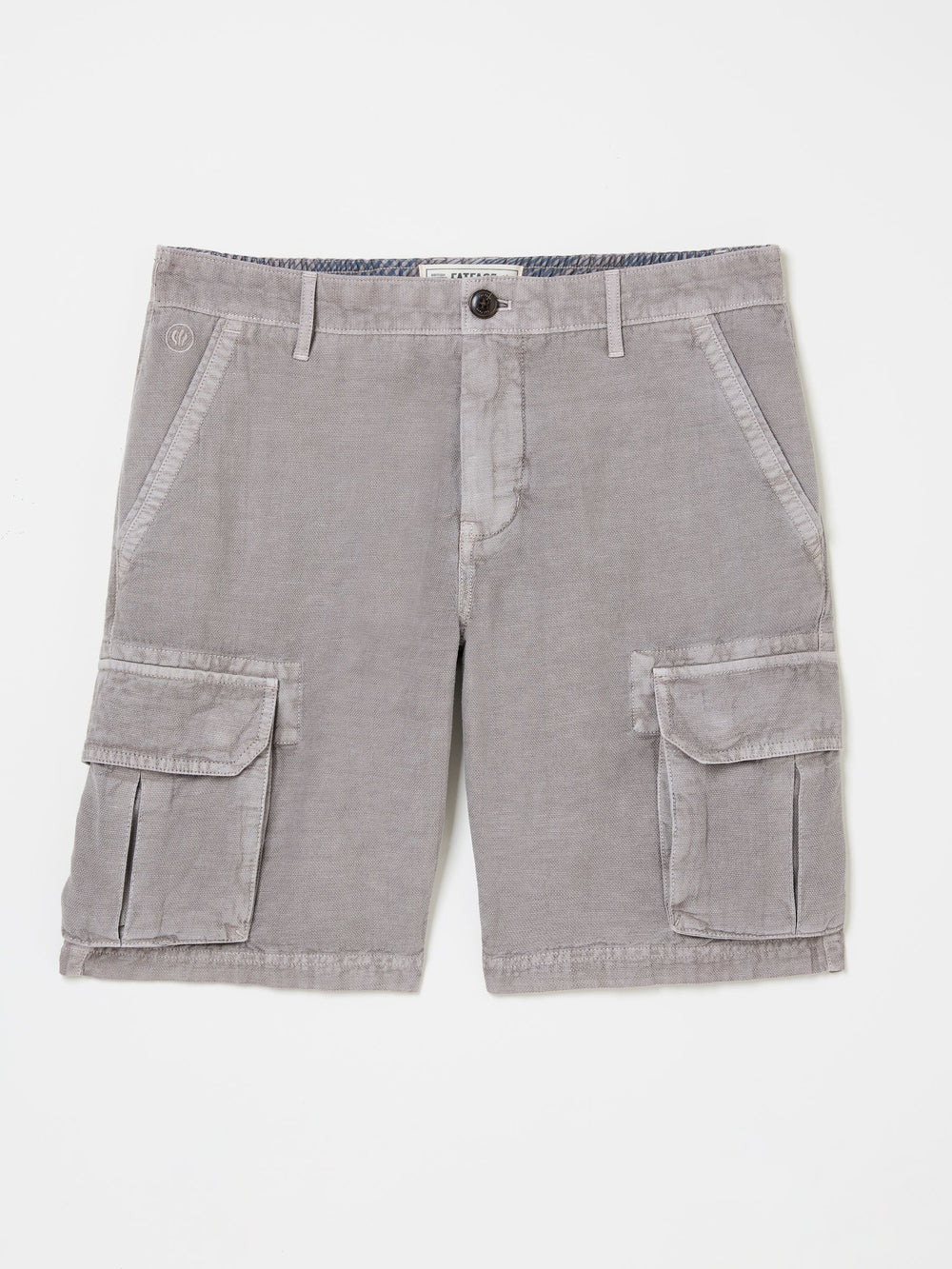 Grey Cotton Linen Cargo Shorts