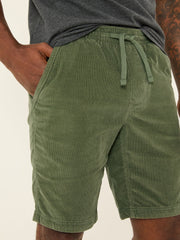Seaton Khaki Green Pull On Cord Shorts