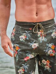 Camber Washed Black Hibiscus Swim Shorts