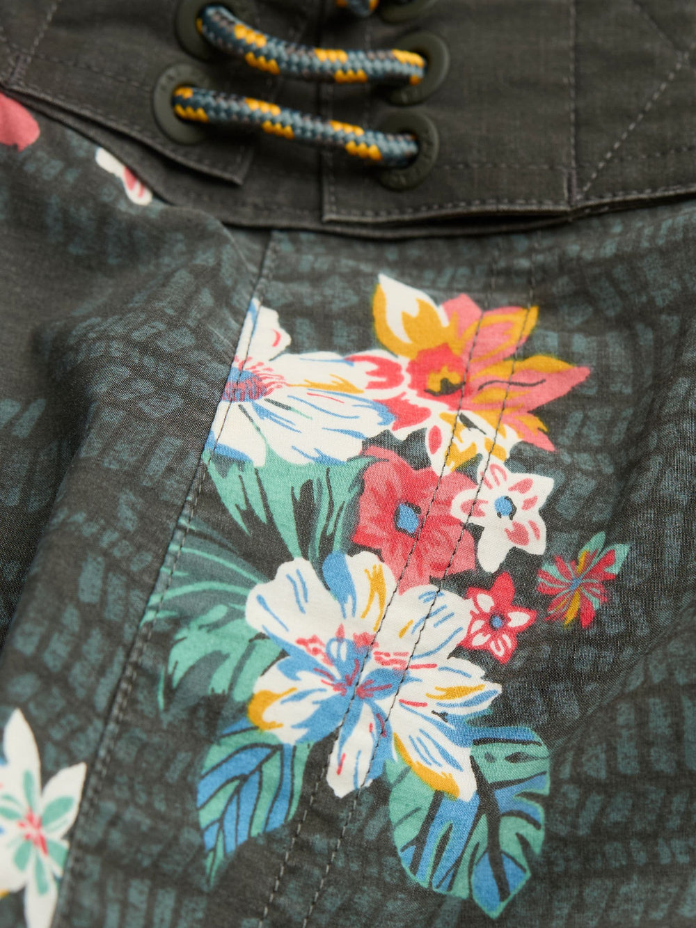 Camber Washed Black Hibiscus Swim Shorts