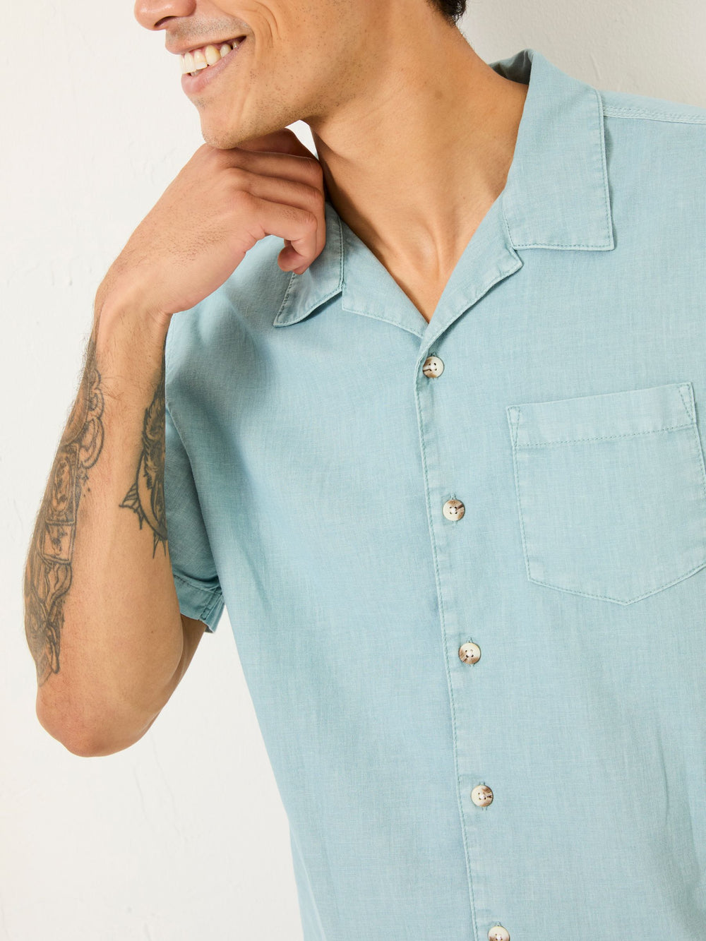 Bugle Light Blue Linen Cotton Shirt