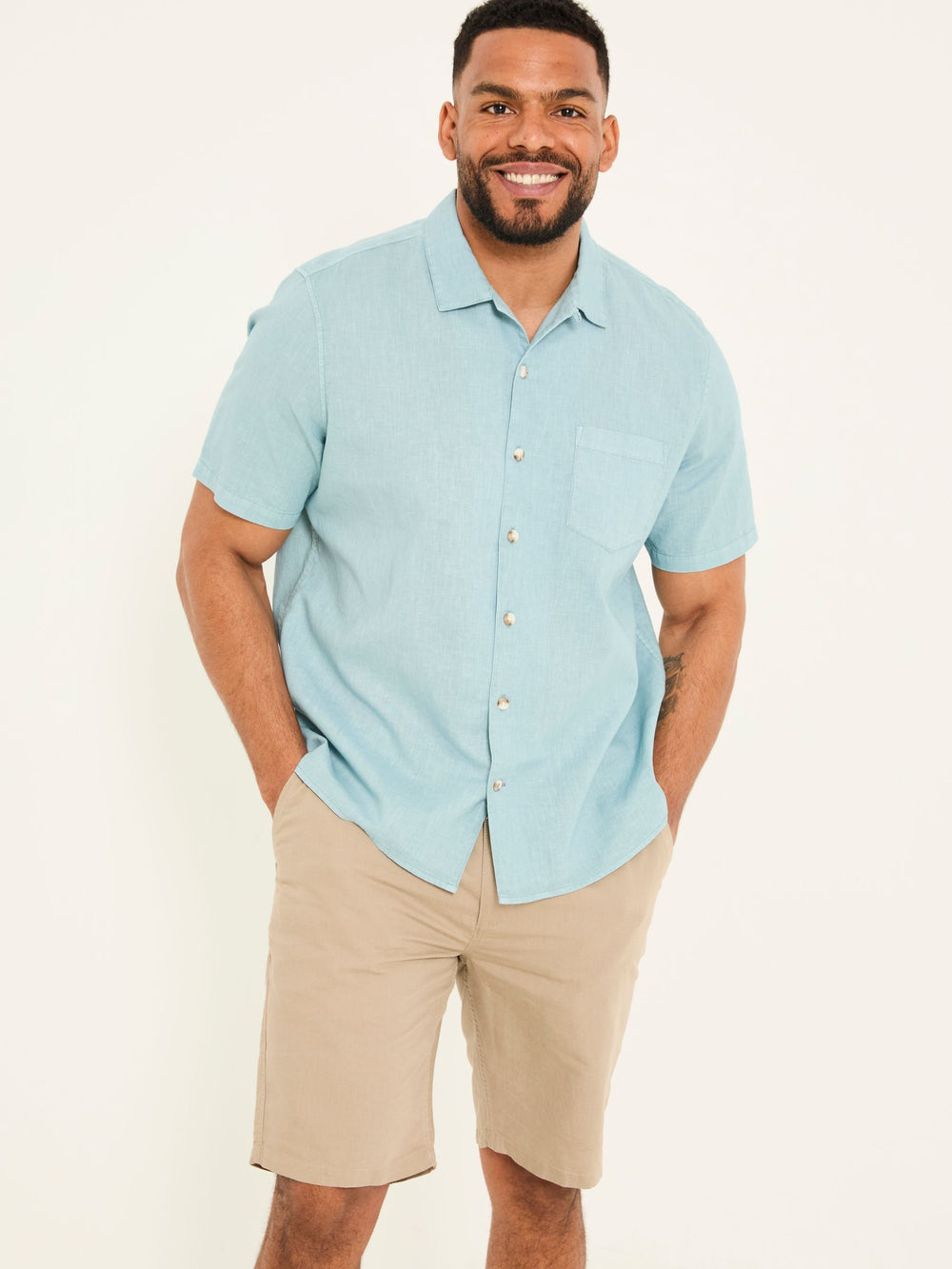 Bugle Light Blue Linen Cotton Shirt