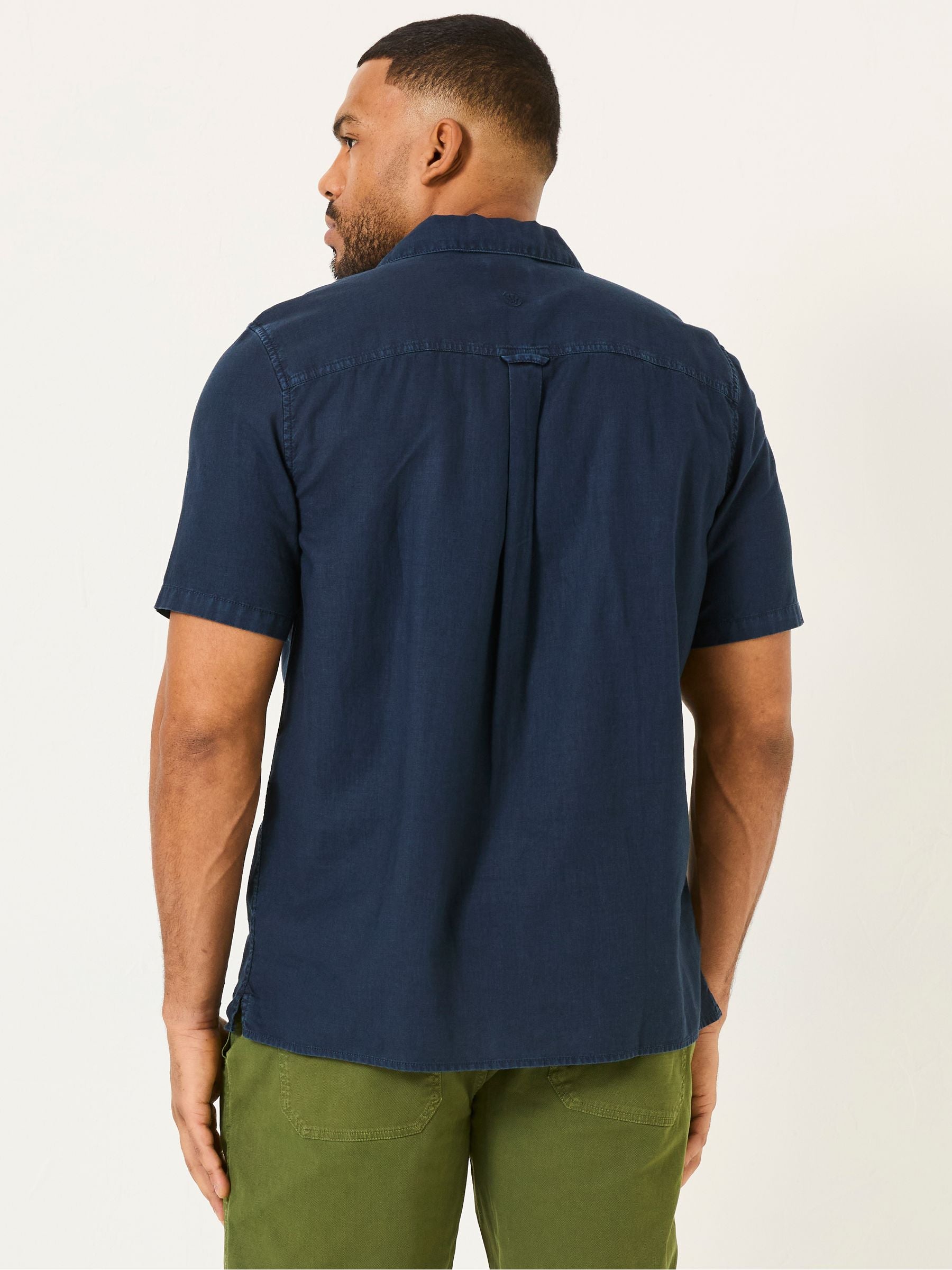 Bugle Navy Linen Cotton Shirt