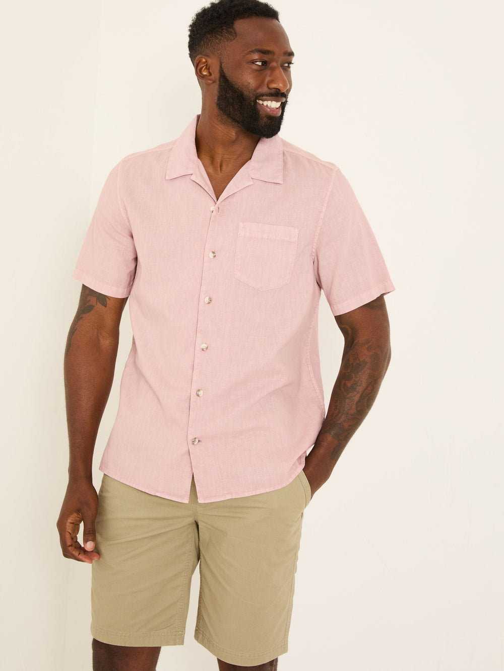Bugle Dusky Pink Linen Cotton Shirt