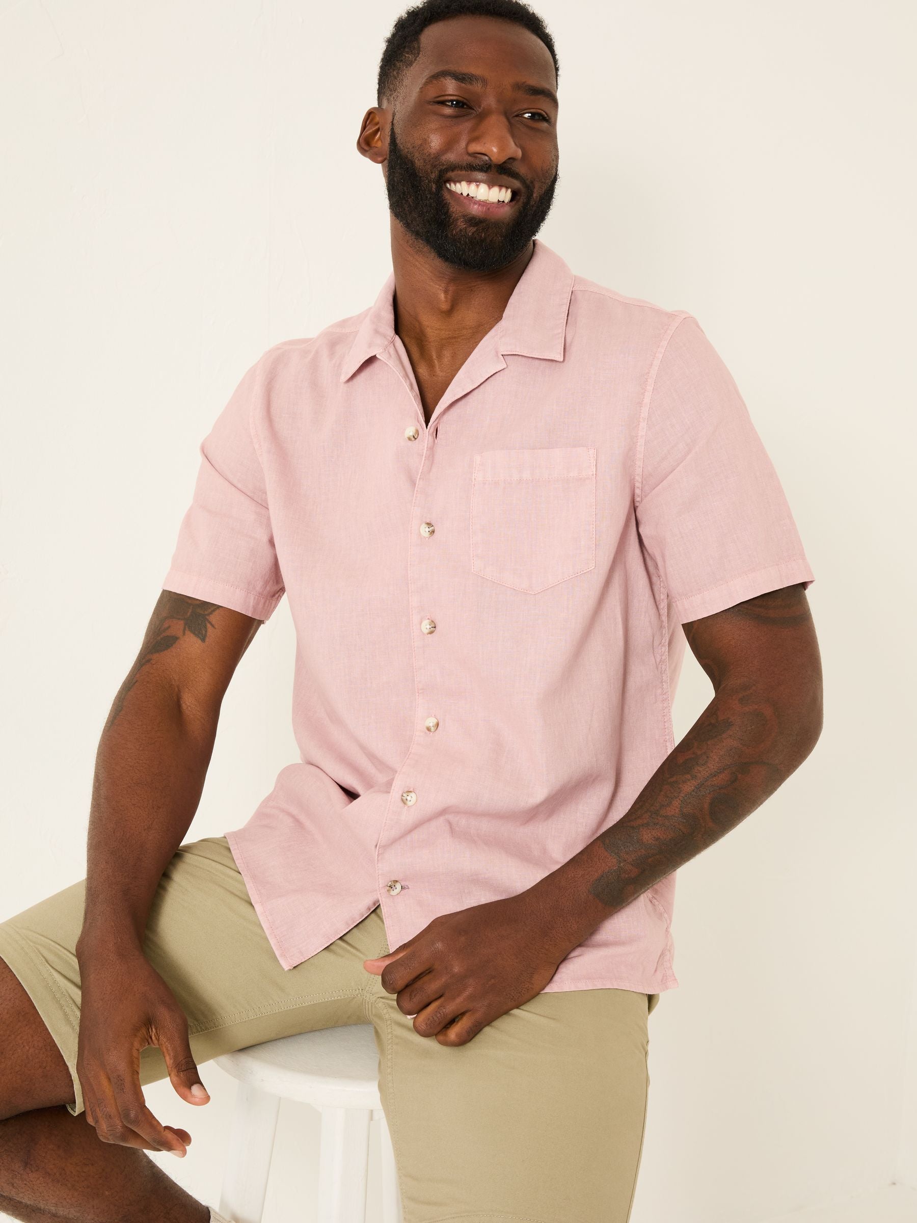 Bugle Dusky Pink Linen Cotton Shirt