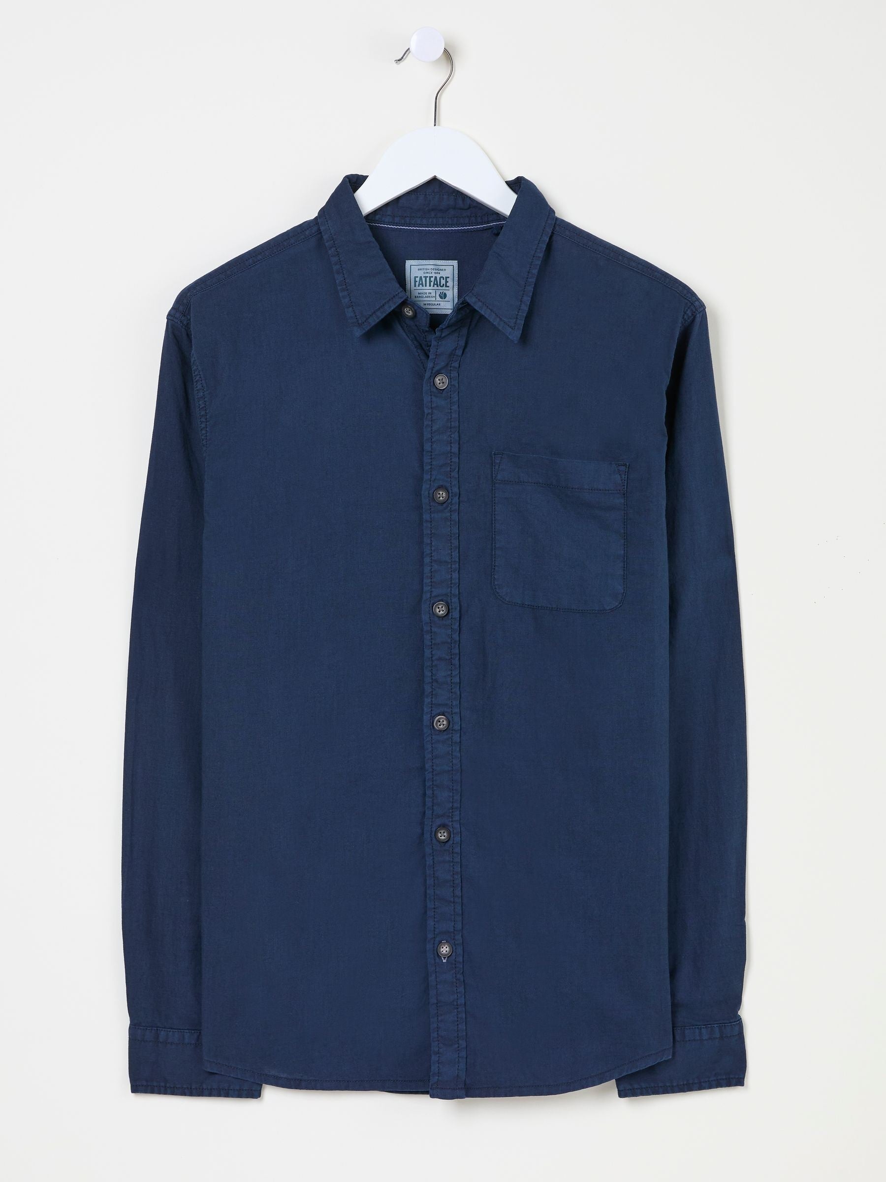 Bugle Navy Linen Cotton Shirt