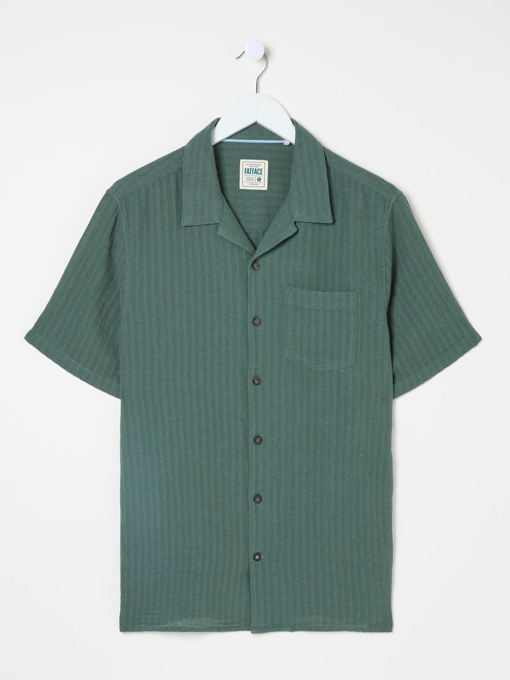 Bugle Dusky Green Stripe Short Sleeve Linen Cotton Shirt