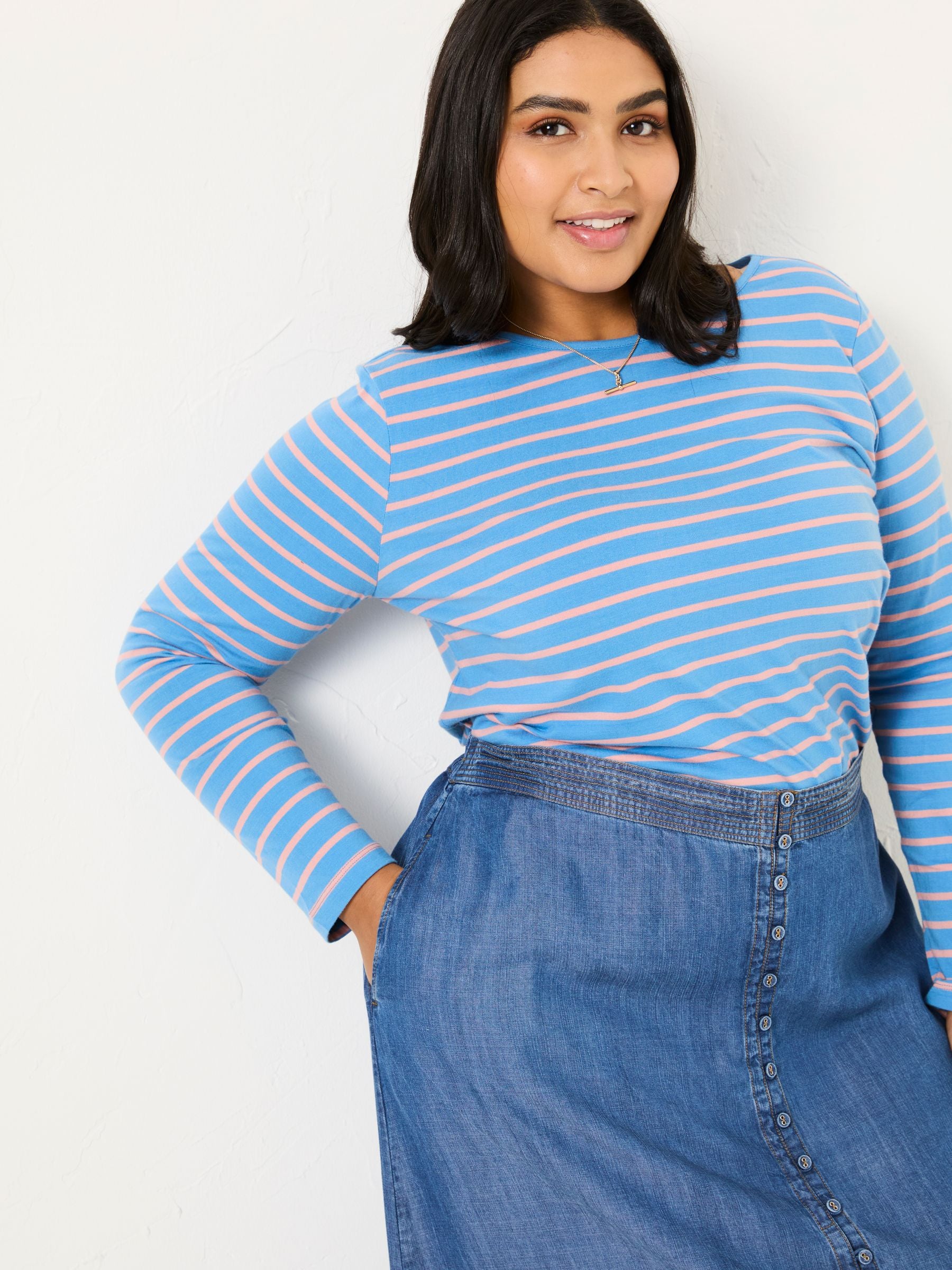 Multi 100% Cotton Long Sleeve Summer Breton T-Shirt