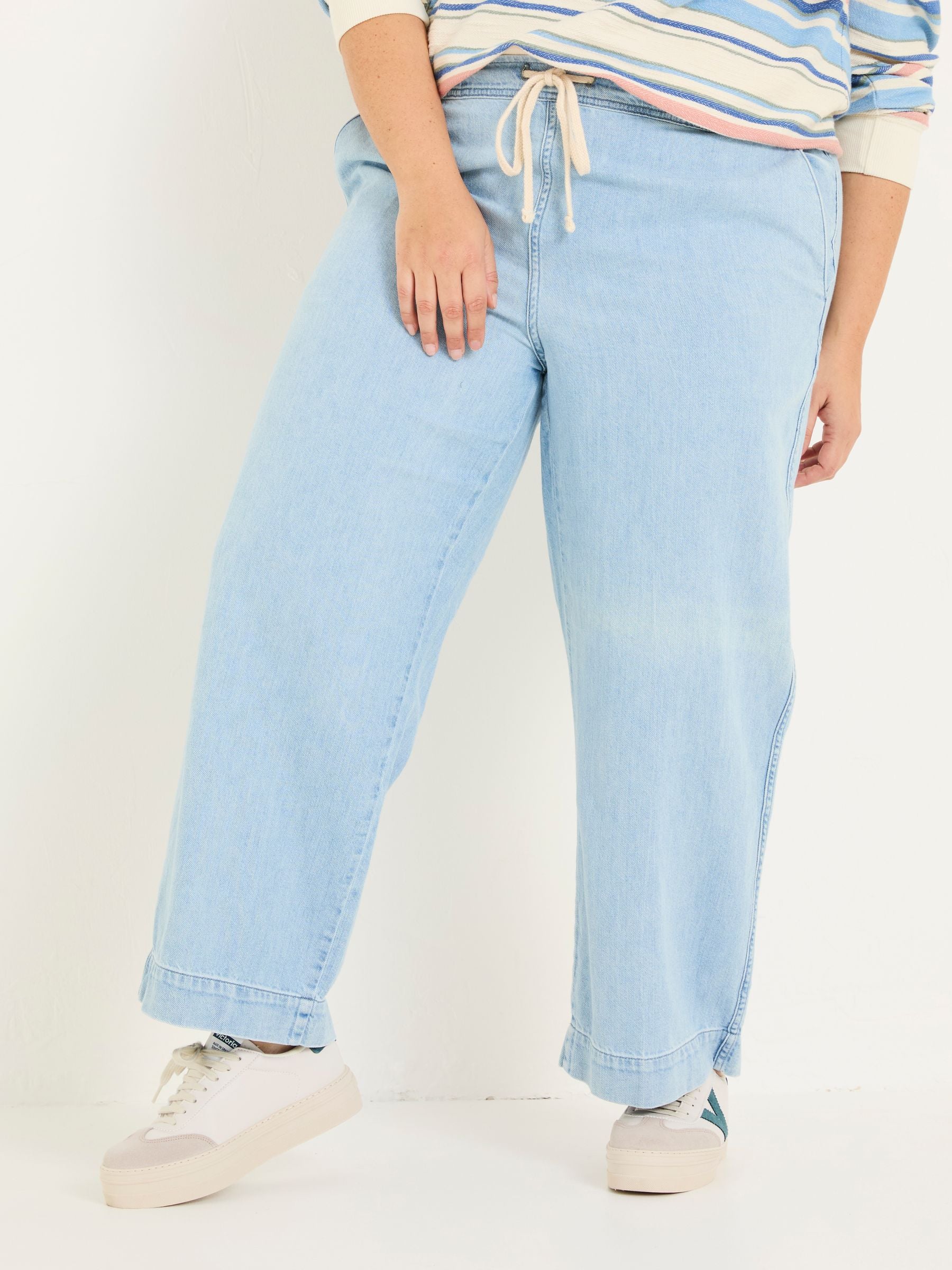 Ashby Light Blue Denim Straight Leg Drawstring Jeans