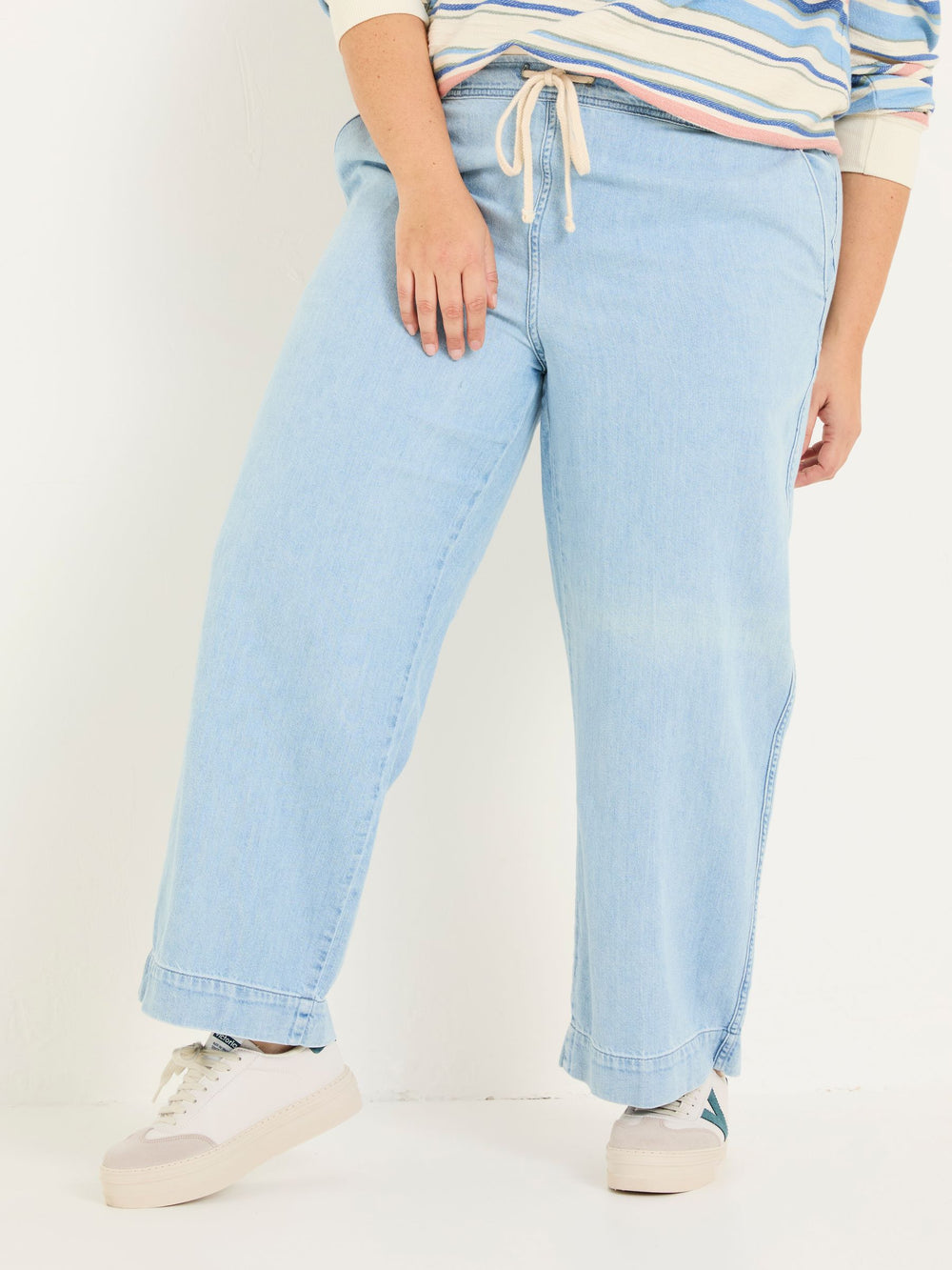 Ashby Light Blue Denim Straight Leg Drawstring Jeans